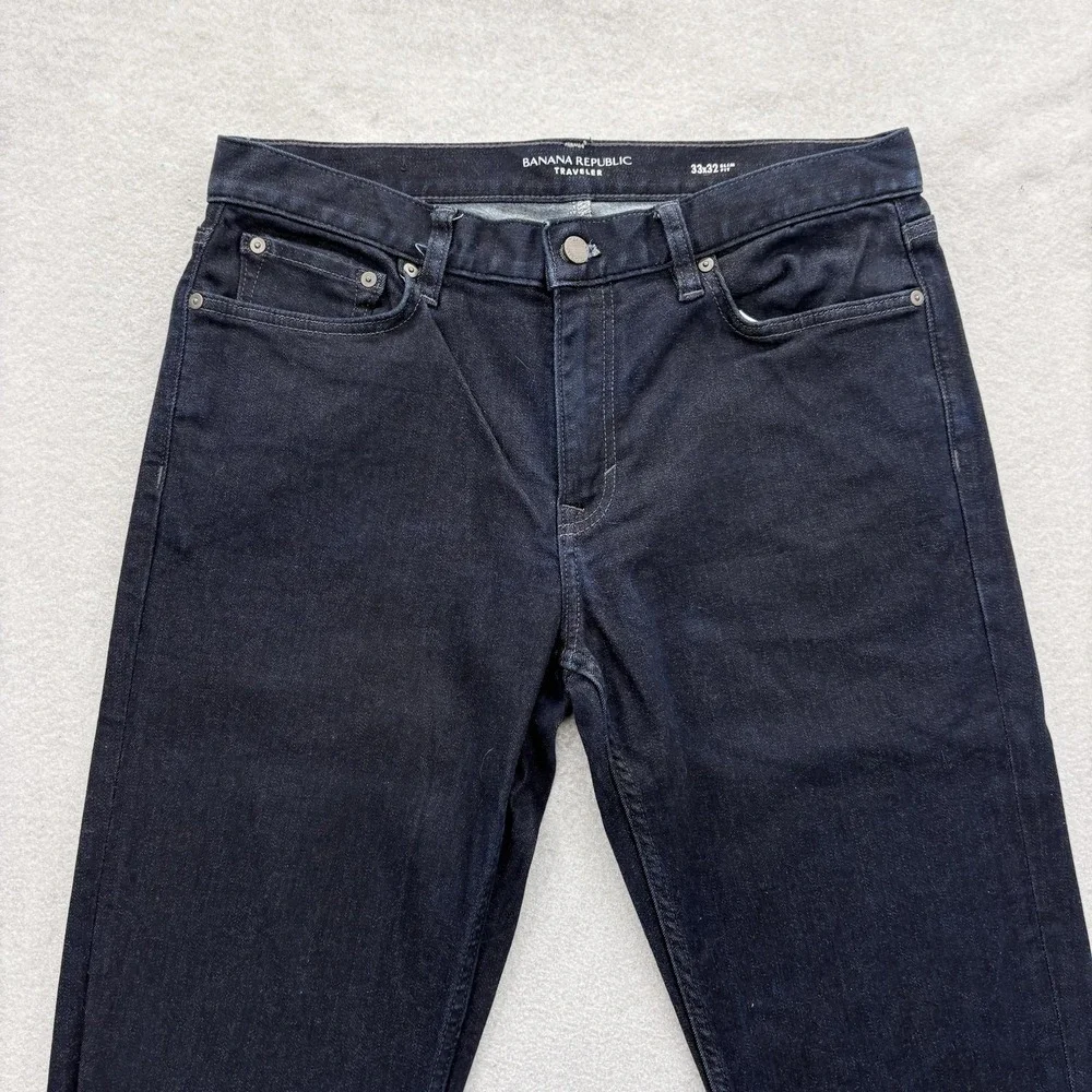 Banana Republic Traveler Slim Jeans Mens 33x32 Blue Dark Wash Stretch Denim Pant